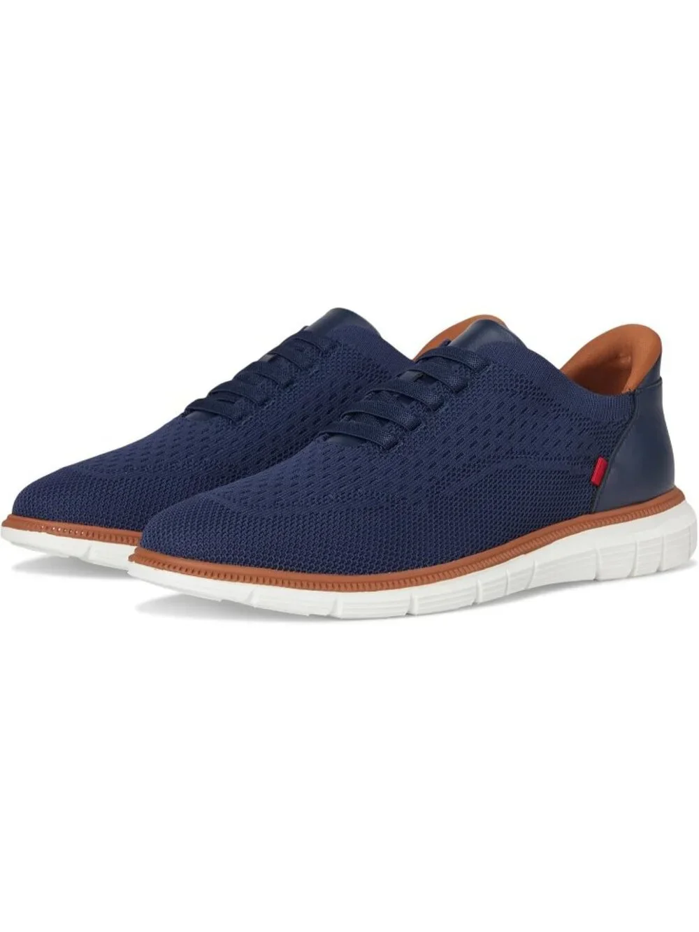 Marc Joseph Men's Navy Leather Slip On Round Toe Solid Comforts Oxfords Shoes